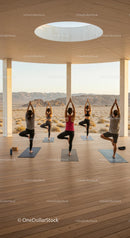 Outdoor Yoga Class with Mountain Landscape View