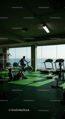 Modern Gym with Sea View and Workout Equipment