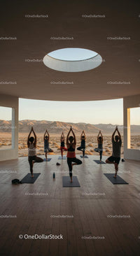 Group Yoga Session in Open Desert Studio