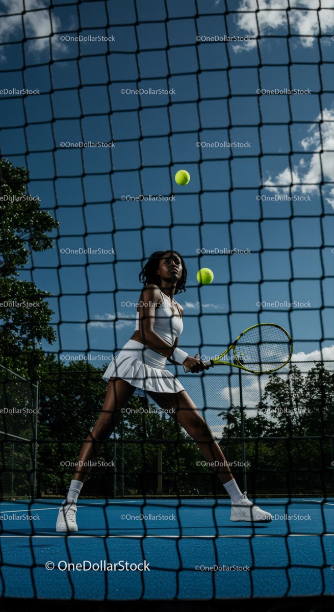 Focused Tennis Player in Action on the Court