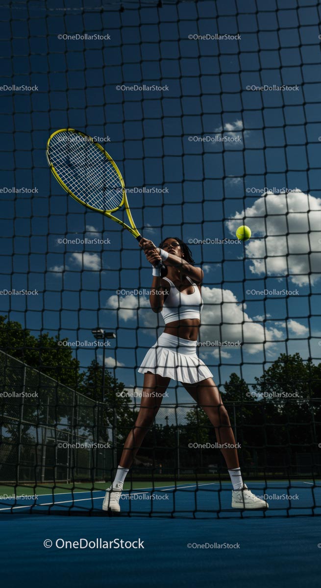 Female Tennis Player in Action on Sunny Day