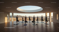 Sunrise Yoga Class with Mountain View and Open Sky
