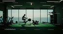 Workout in Modern Gym with Ocean View at Sunrise