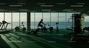 Workout in Modern Gym with Ocean View at Sunrise