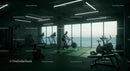 Modern Gym Overlooking the Ocean at Sunrise