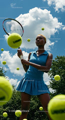 Female Tennis Player in Action at Sunny Outdoor Court