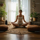 Woman Meditating in a Peaceful Bohemian Living Room