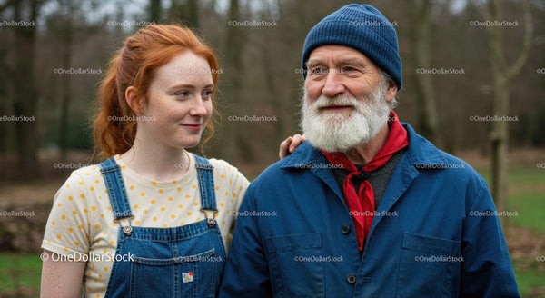 Grandfather and Granddaughter Enjoying Time Outdoors