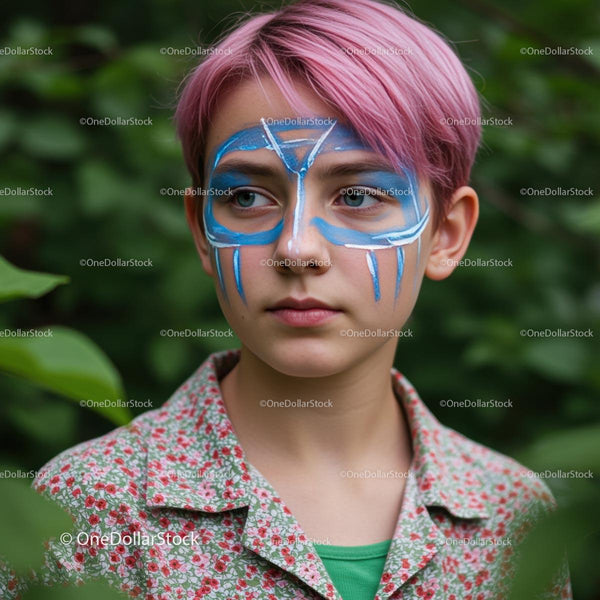 Youthful Portrait with Artistic Face Paint