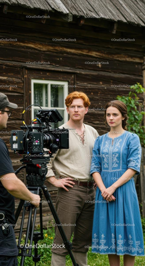 Period Drama Actors Filming Scene Outdoors