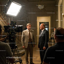 Actors in Dialogue on a Movie Set with Film Crew