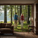 Couple Hiking Through a Sunlit Forest