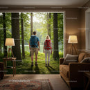 Couple Hiking Through a Sunlit Forest