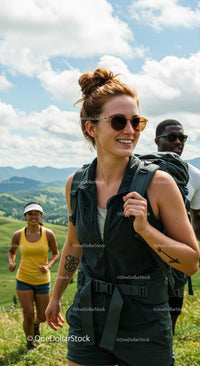 Group of Friends Enjoying a Scenic Mountain Hike