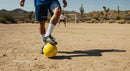 Soccer Game on a Sunlit Desert Field