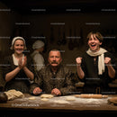 Family Baking Bread in Vintage Kitchen