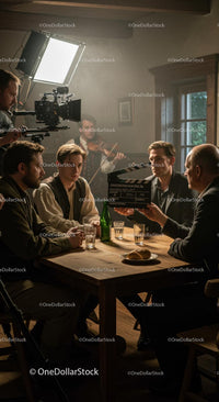 Actors and Crew Collaborating on Film Set