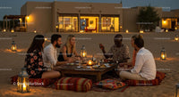 Friends Enjoy Evening Dining in Desert Ambience