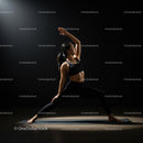 Woman Practicing Yoga Pose in Dimly Lit Studio