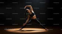 Graceful Woman Practicing Yoga in a Dark Studio