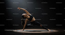 Elegant Yoga Pose by a Woman in a Dark Studio Setting