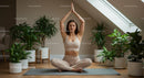 Woman Practicing Yoga Surrounded by Indoor Plants