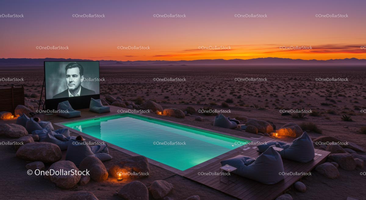 Desert Retreat with Pool and Outdoor Cinema at Sunset