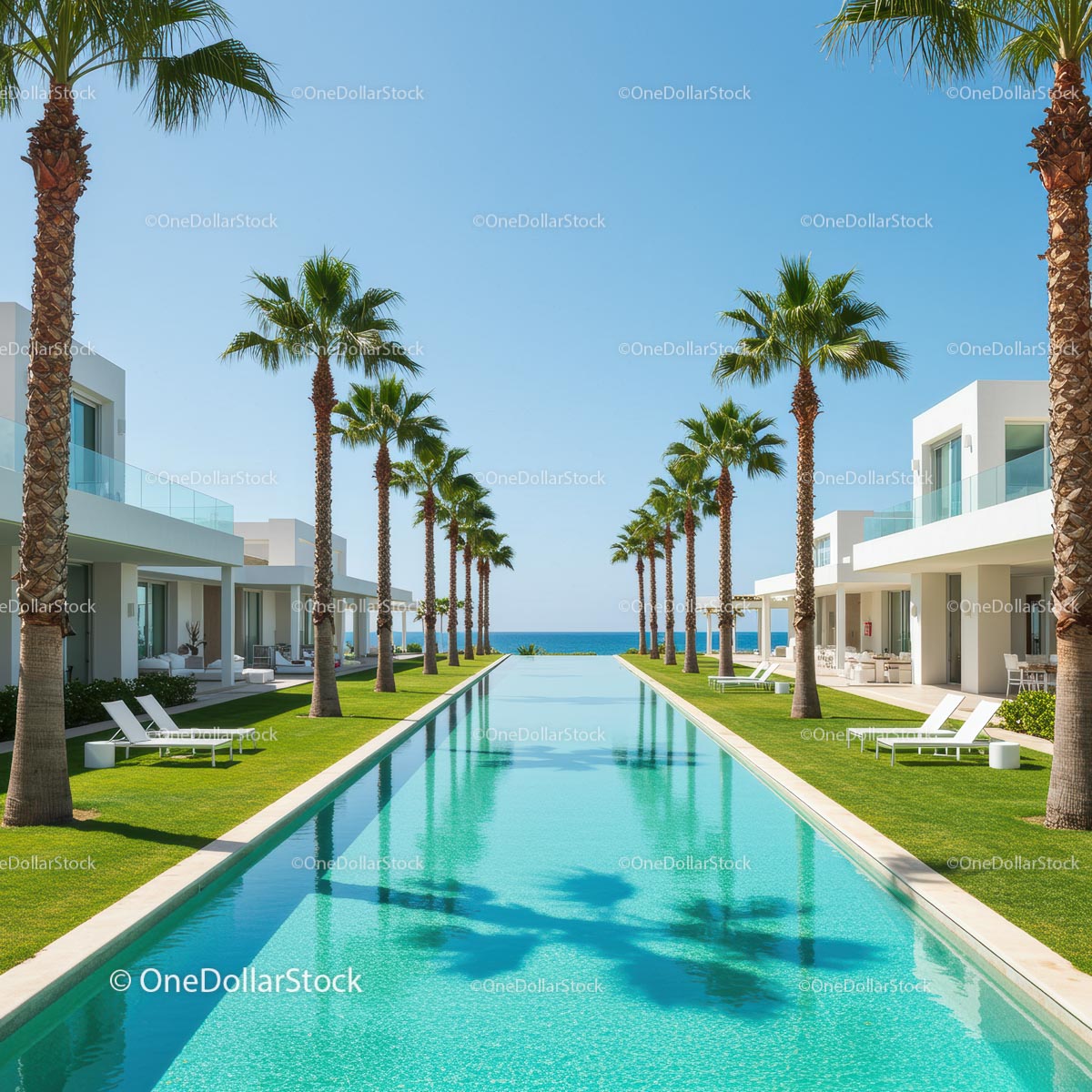Luxurious Resort with Infinity Pool and Palm Trees