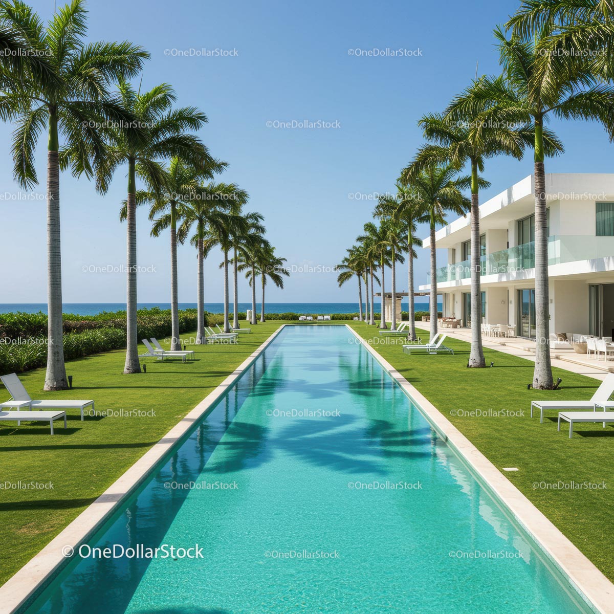 Luxurious Beachfront Villa with Infinity Pool and Palm Trees