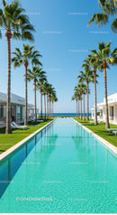 Luxurious Infinity Pool with Palm Trees by the Ocean