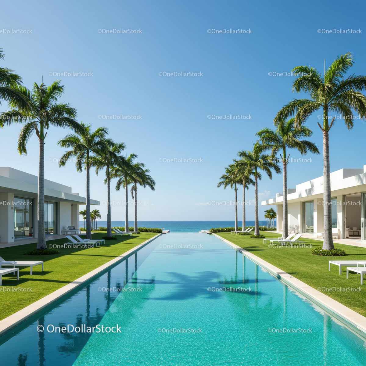 Luxury Oceanfront Villa with Infinity Pool and Palm Trees
