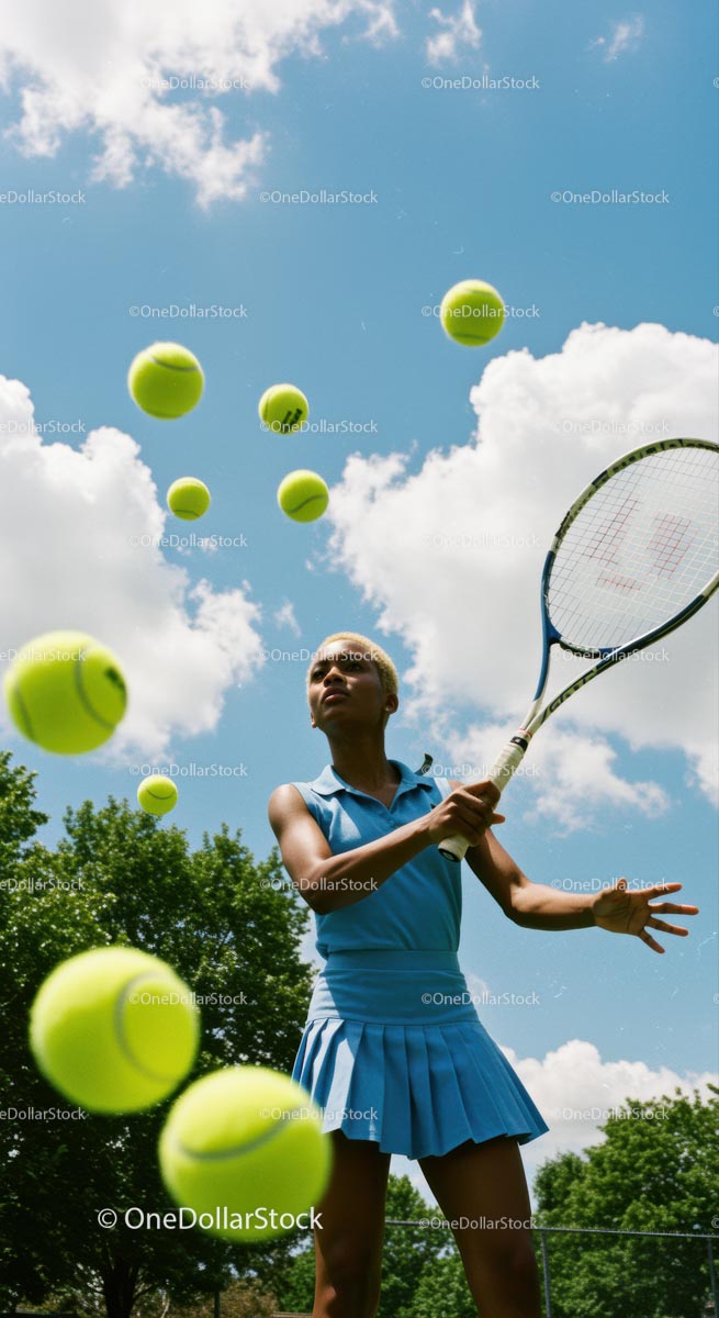 Female Tennis Player in Action at Sunny Outdoor Court