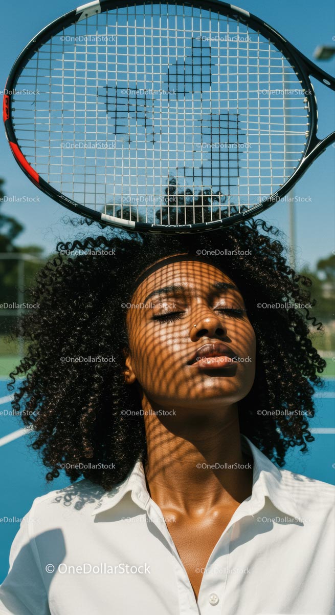 Relaxed Athlete with Tennis Racquet on a Sunny Court