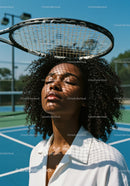 Woman in White Shirt Enjoying Sunlight on Tennis Court