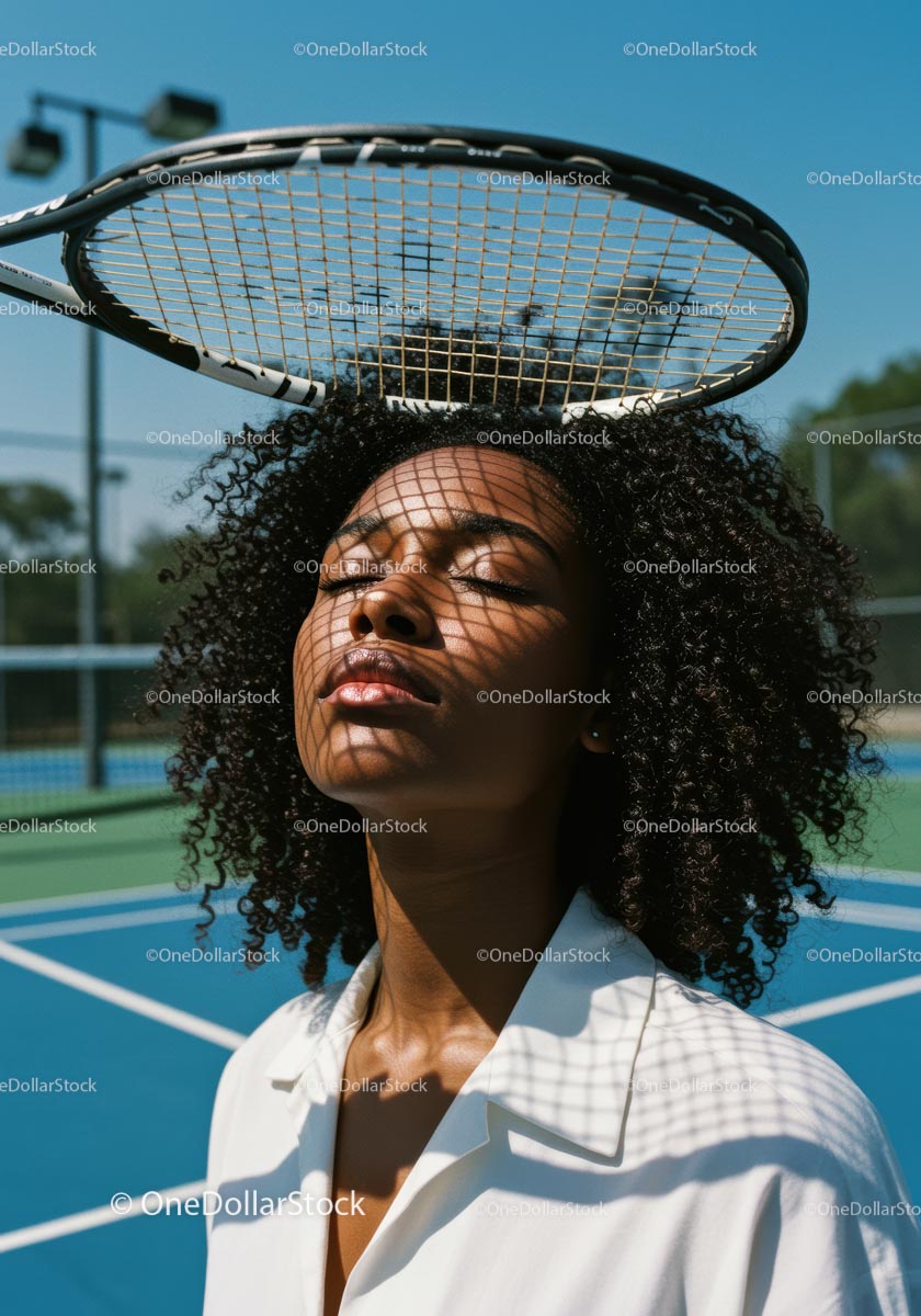 Woman in White Shirt Enjoying Sunlight on Tennis Court