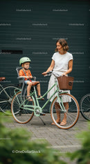 Mother and Child Enjoying a Summer Bicycle Ride