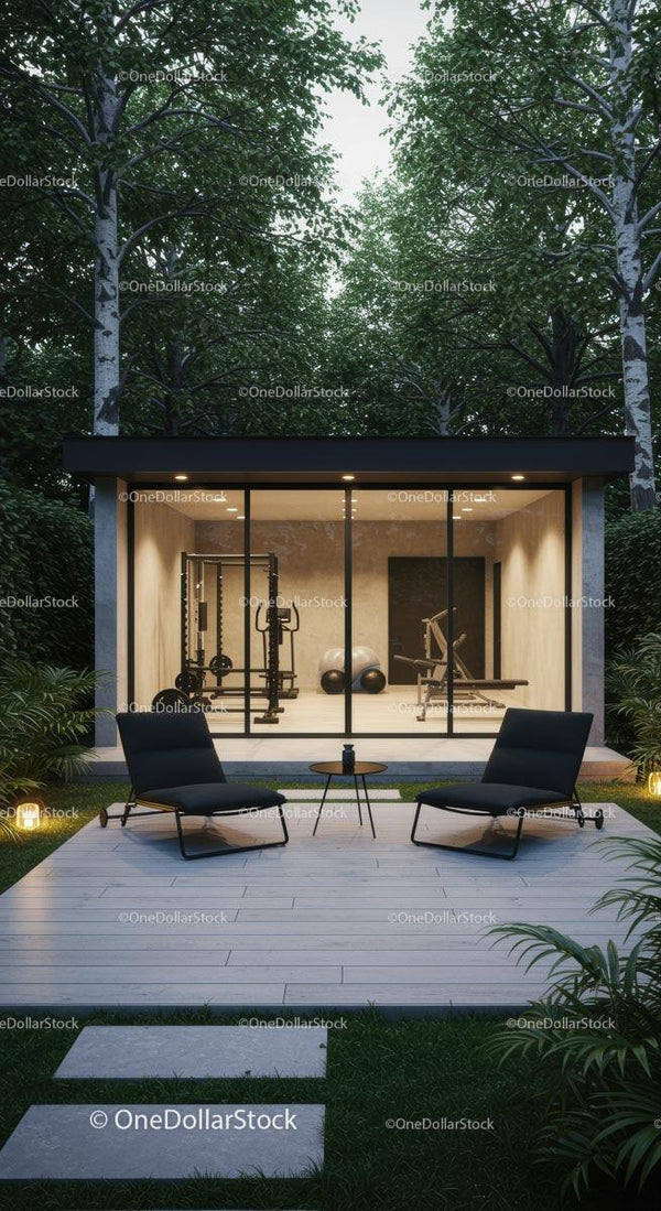 Luxury Home Gym in Serene Forest Setting