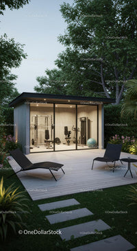 Modern Garden Gym with Lush Green Surroundings