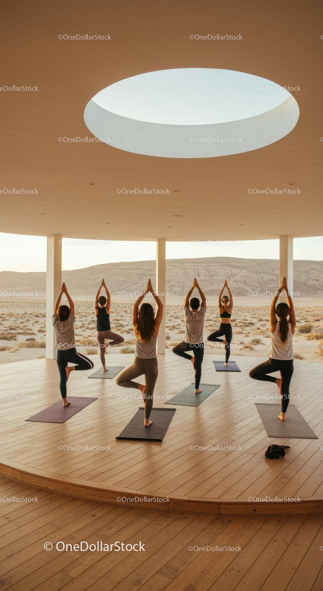 Outdoor Yoga Class in Beautiful Desert Landscape