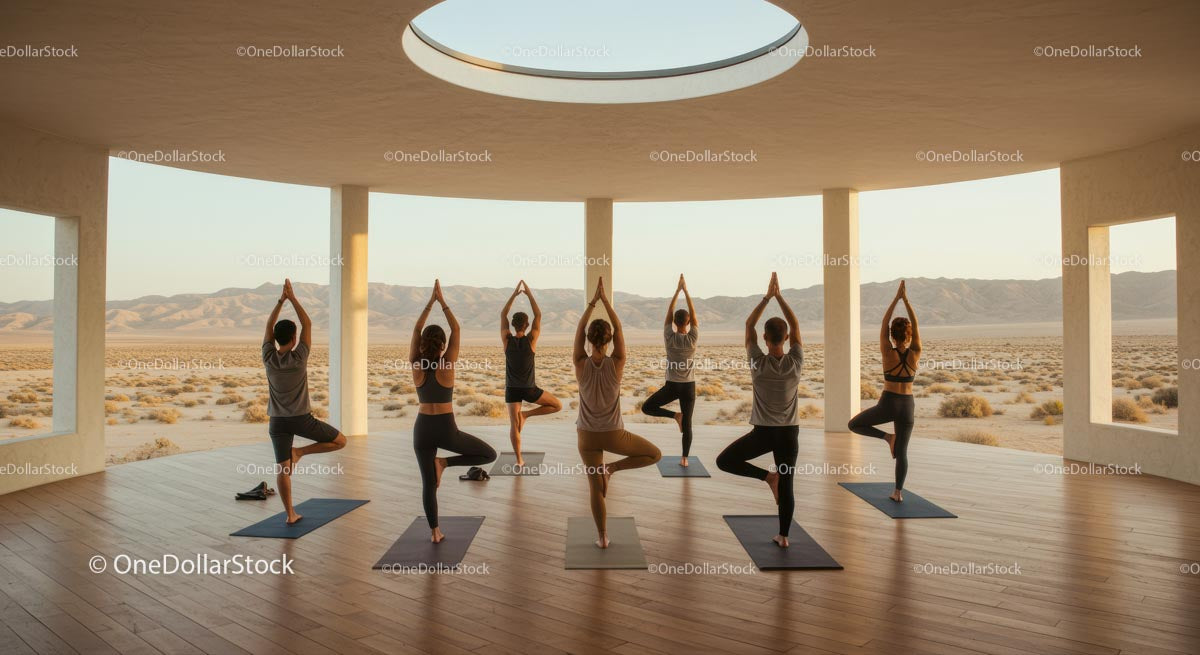 Yoga Class in Desert Retreat with Stunning Sunrise View