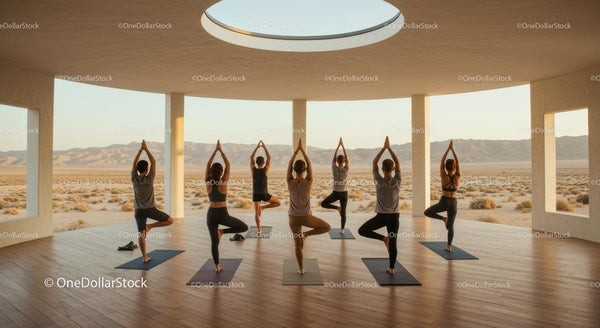 Yoga Class in Serene Desert Setting