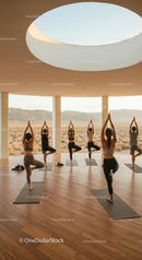 Yoga Class in Scenic Desert with Mountain Views