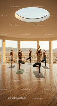 Group Yoga Session in Serene Desert Retreat