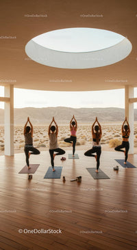 Outdoor Yoga Class with Mountain and Desert Views