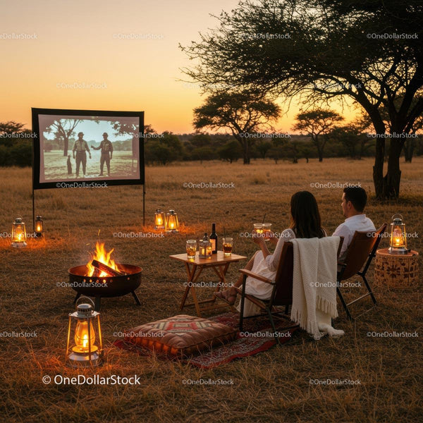 Romantic Outdoor Movie Night in the African Savanna