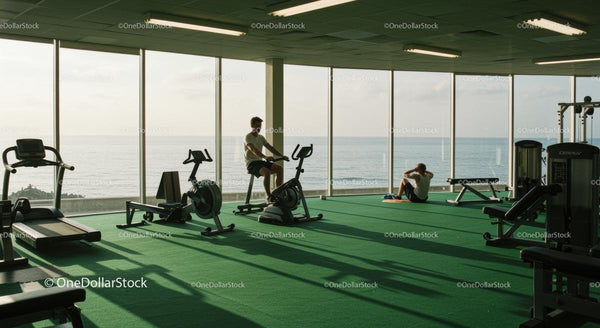 Scenic Gym with Ocean View and Modern Equipment