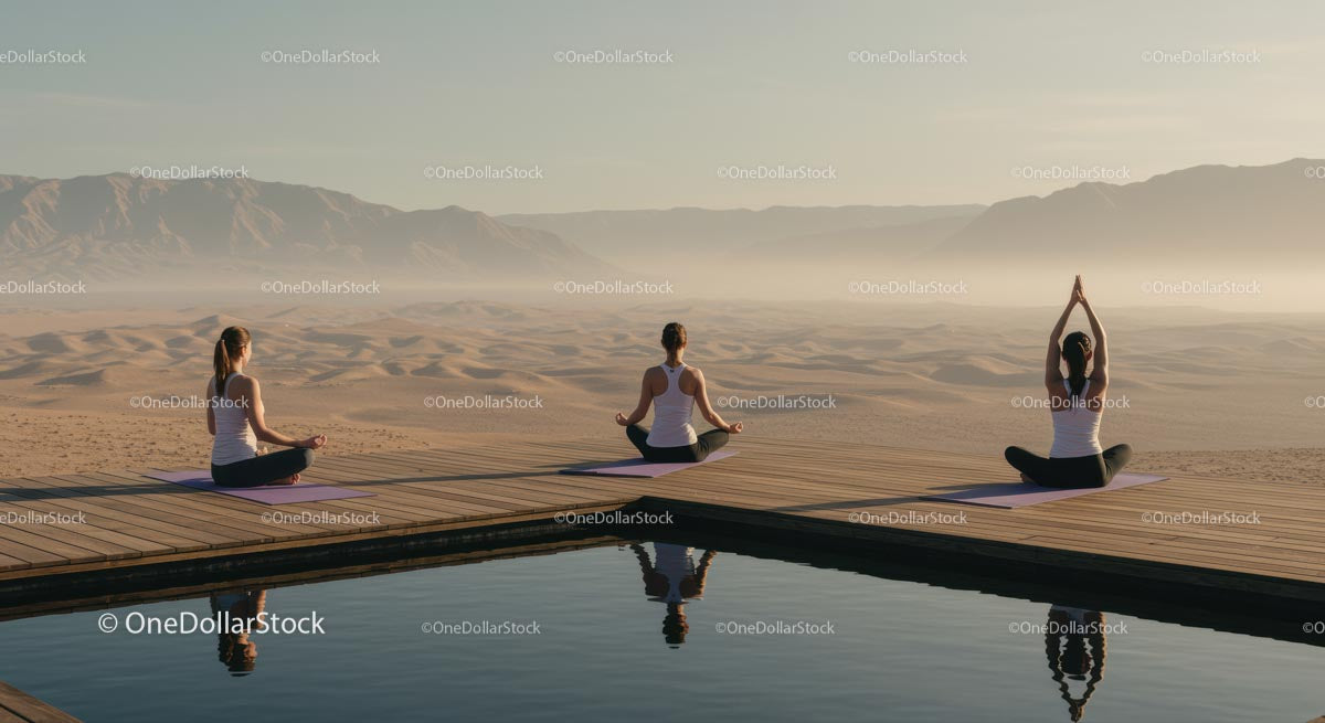 Relaxing Yoga Session at Desert Sunrise
