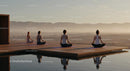 Group Meditation on Tranquil Mountain Deck at Sunrise