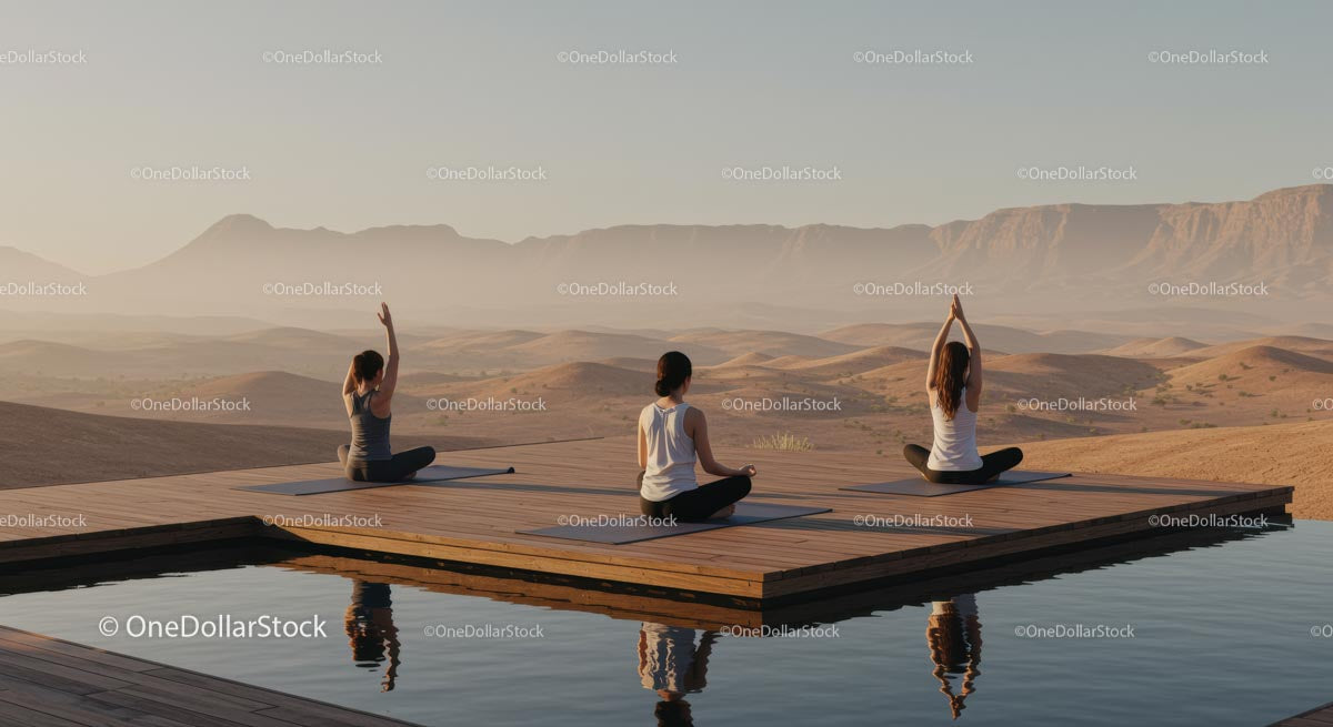 Relaxing Yoga Session at Desert Sunrise