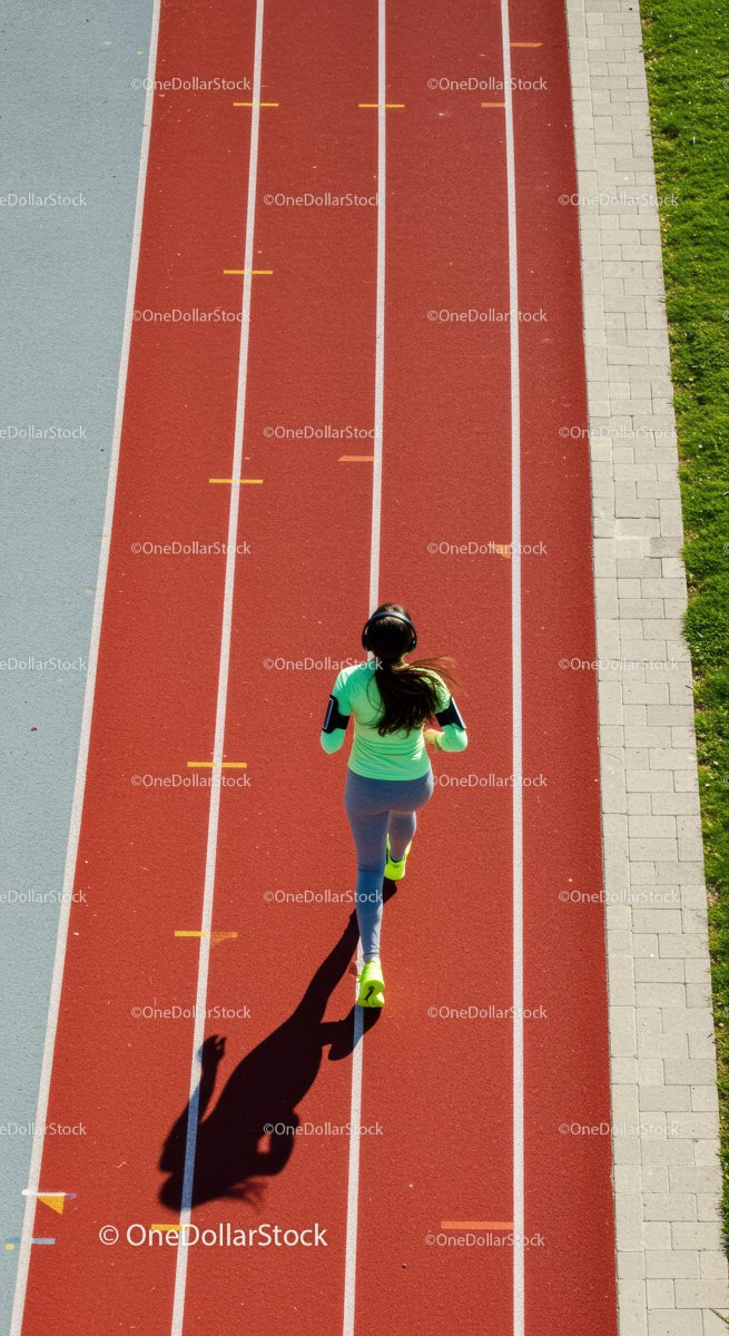 Athletic Woman Running on Outdoor Track